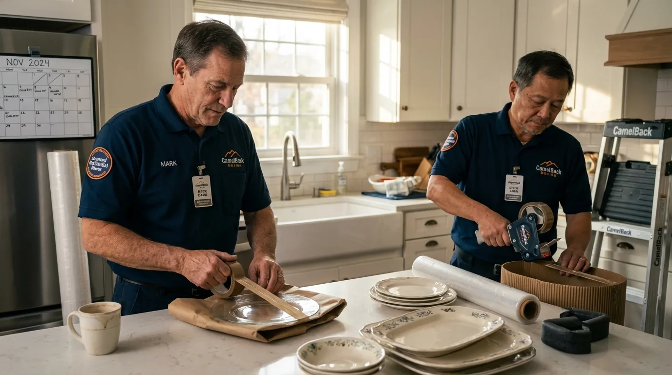 Professional crew packing kitchen dishware in Mercersburg, PA